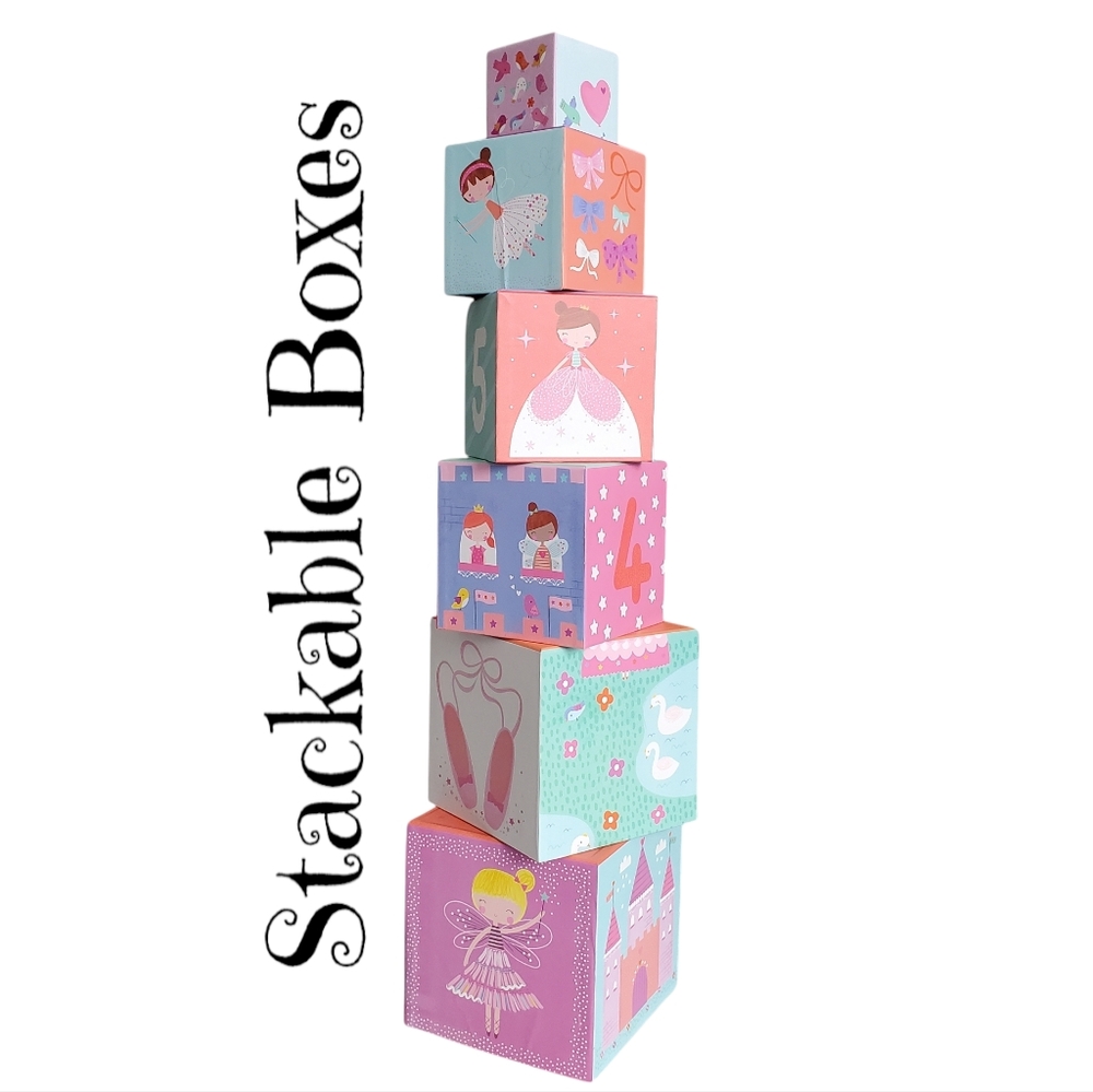 Crocodile Creek Stackable Boxes Girls Ballerina, Fairy, & Princess Decor
